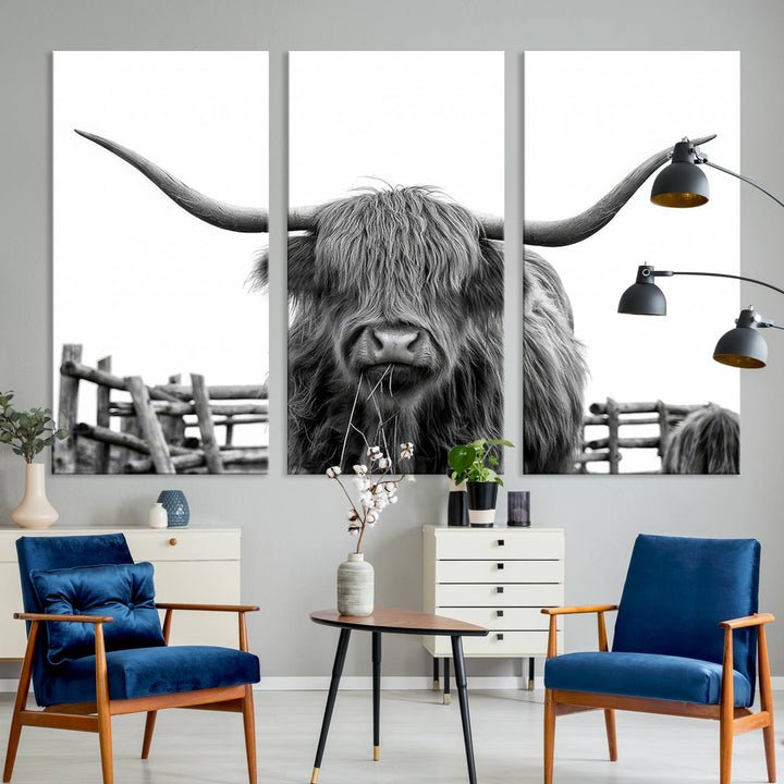 The Bighorn Cow Wall Art adds rustic charm to the space.