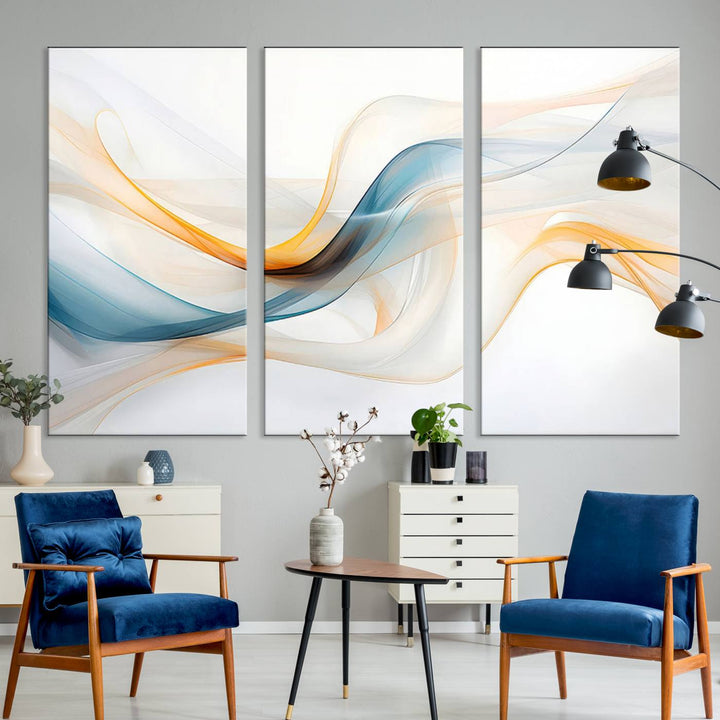 Decorative Turquoise Abstract Wave Wall Art Canvas Print.