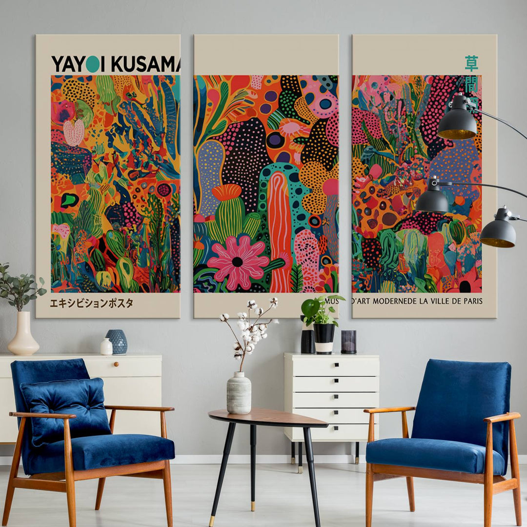 Framed Yayoi Kusama 1986 Wall Art Print adds contemporary style.