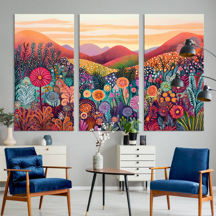 Yayoi Kusama 1986 Wall Art Print – Yayoi Kusama Wabi Sabi Japanese Wall Art Print - Vibrant Abstract Landscape Canvas