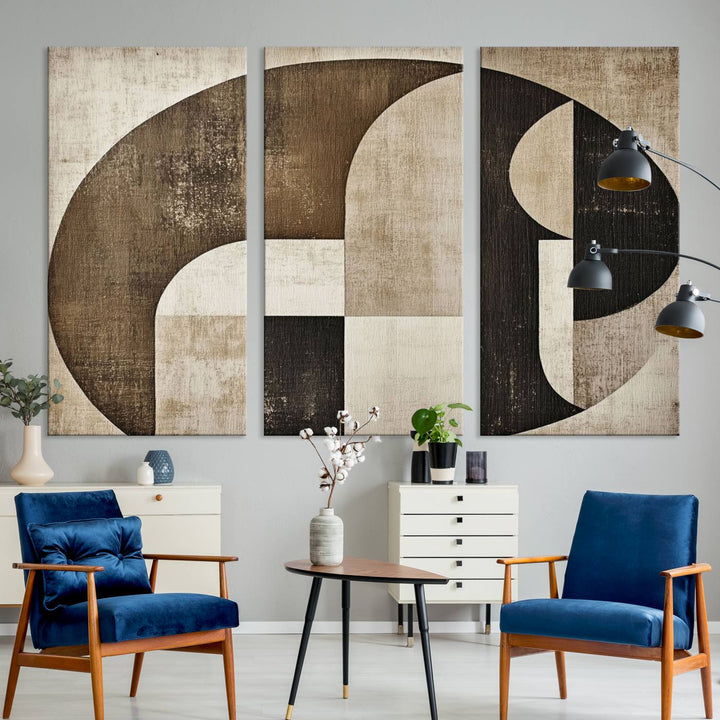 The Wabi Sabi Geometric Minimalist Wall Art Canvas Print is a modern abstract canvas featuring neutral mid-century art, ideal for zen and minimalist decor.