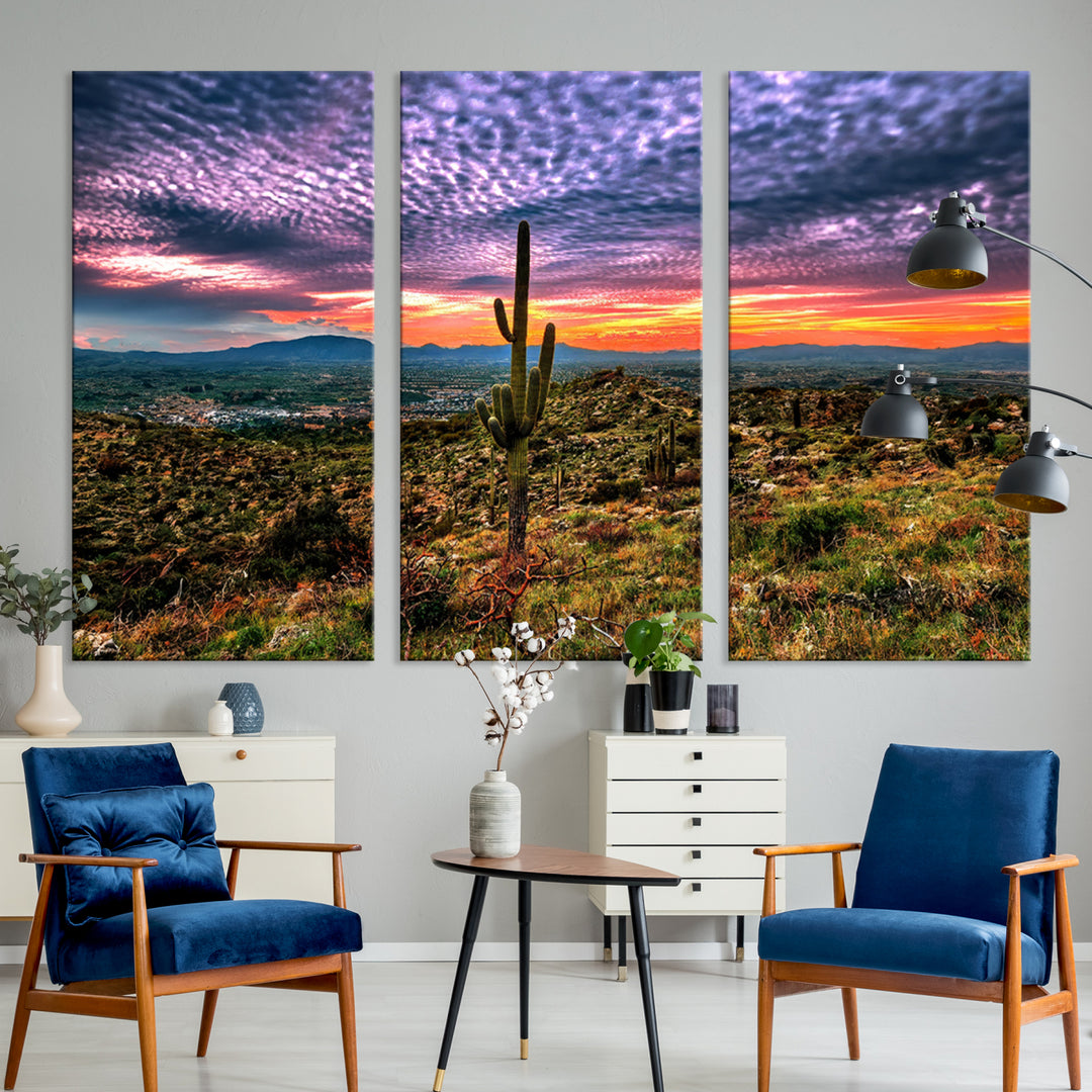 Arizona Desert Sunset Wall Art Canvas Print, Phoenix Wall Art Print