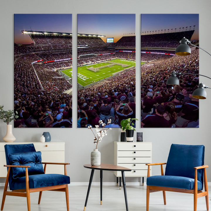 Texas A&M University Aggies Football Team Print - College Station Kyle Field Stadium Wall Art Canvas Print