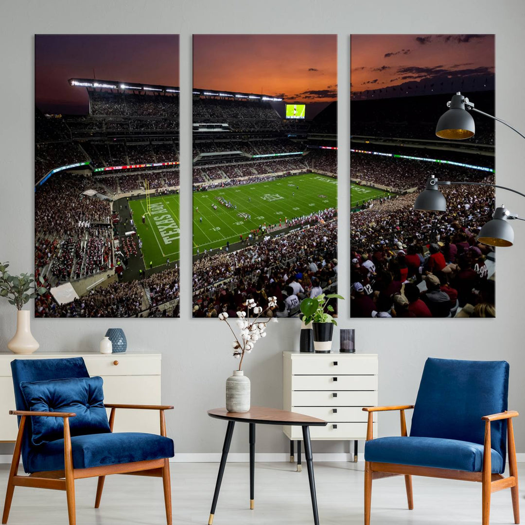 Texas A&M University Aggies Football Team Print - College Station Kyle Field Stadium Wall Art Canvas Print