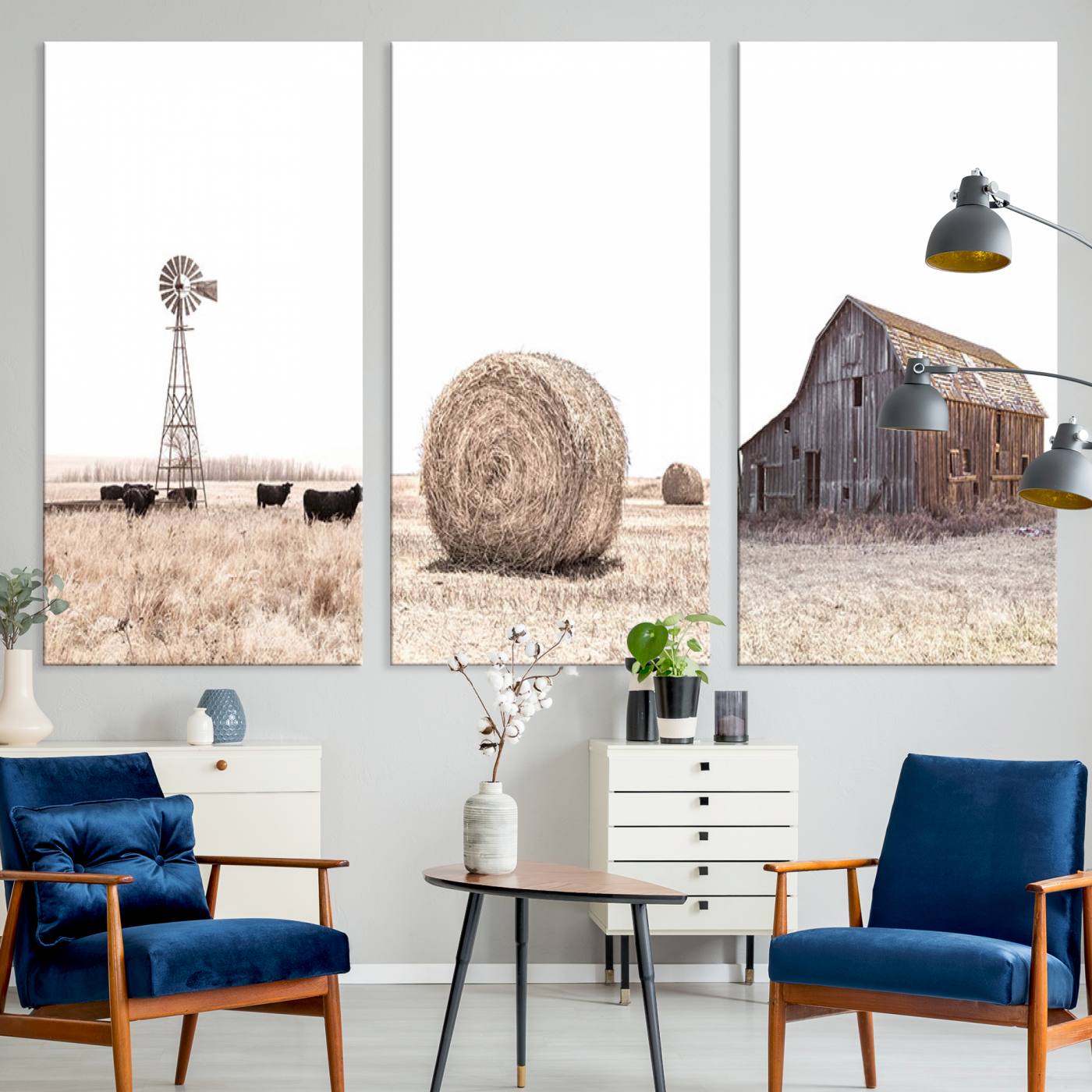 30918-MGV-CV-60X30-3P-Farm Prints Set, Set of 6 Farmhouse Wall Art, Country House Decor, Barn Print, Wheat Print, Farmhouse Wall Art, Gallery Wall Art, Farm Print