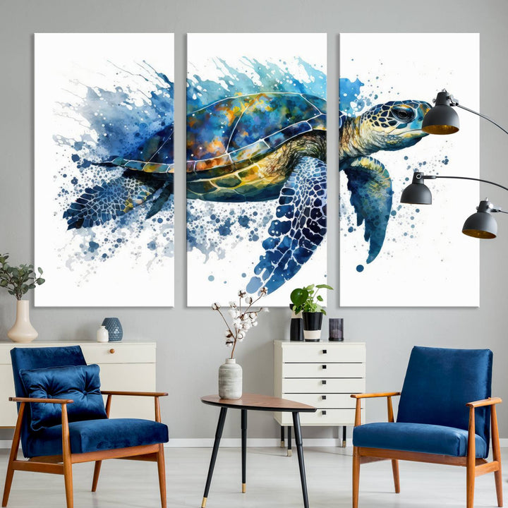 Watercolor Turtle Wall Art Canvas Print