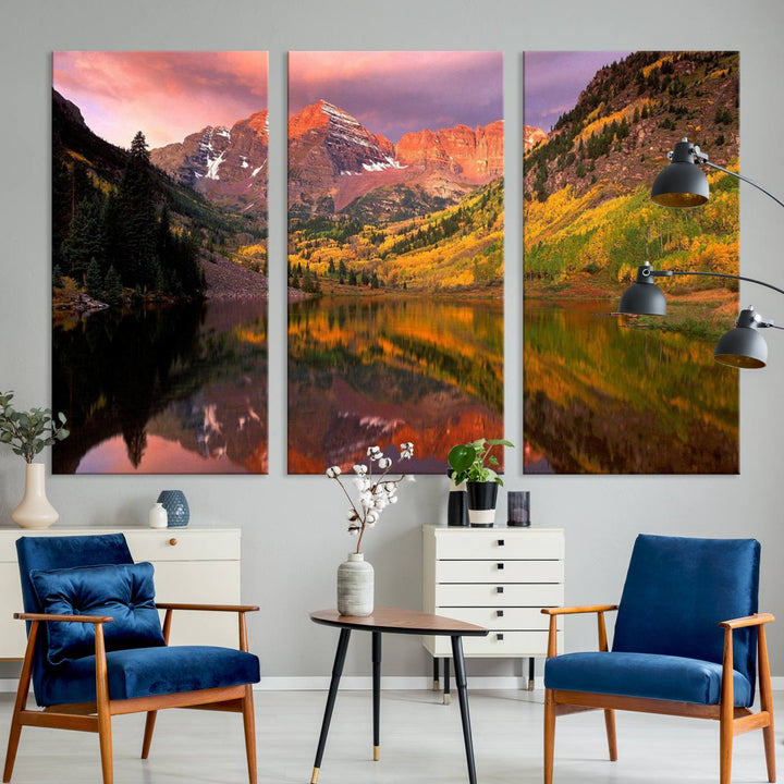 Colorado Rockies Mountain Sunset Wall Art | Ready to Hang and Framed | Scenic Nature Landscape Canvas Print