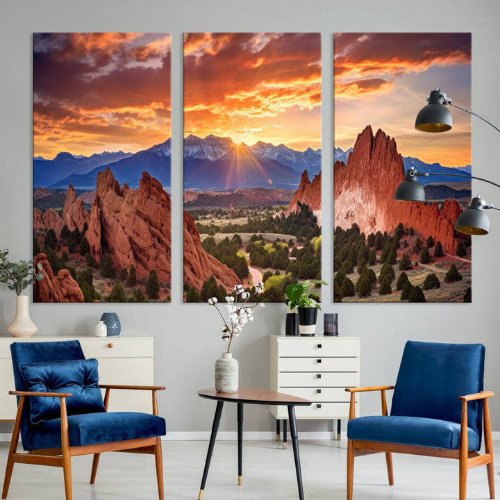 Rocky Mountains Sunset Wall Art Canvas Print – Ready to Hang, Framed Colorado Landscape