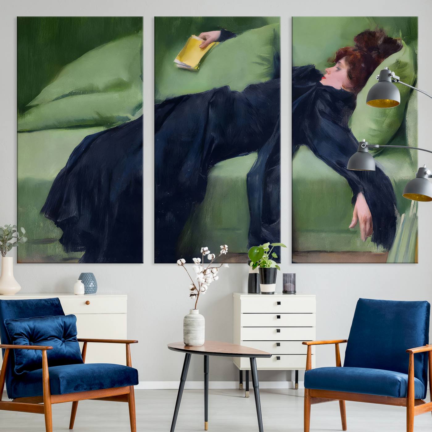 17725-MGV-CV-30X20-Decadent Girl by Ramon Casas Wall Art Canvas Print, Framed Decadent Girl Canvas Print