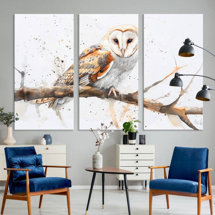 Nature enthusiasts will love the Barn Owl Wall Art on Branch, a stunning canvas print that is ready to hang and beautifully framed.