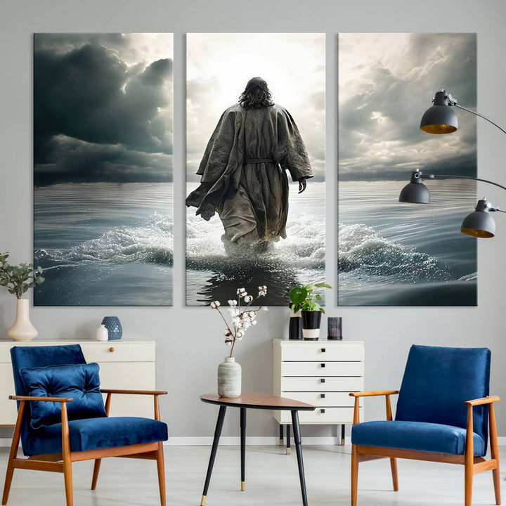 Jesus Walking on Water Wall Art | Canvas Print | Ready to Hang | Christian Home Decor | Spiritual Faith Wall Art | Inspirational Religious Wall Decor