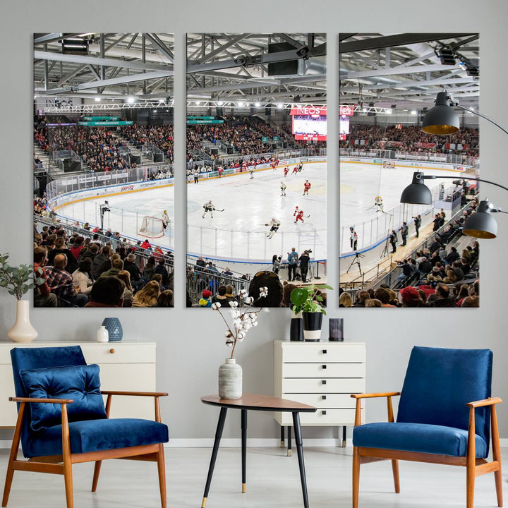 Lausanne Arena Ice Hockey Stadium Wall Art Canvas Print