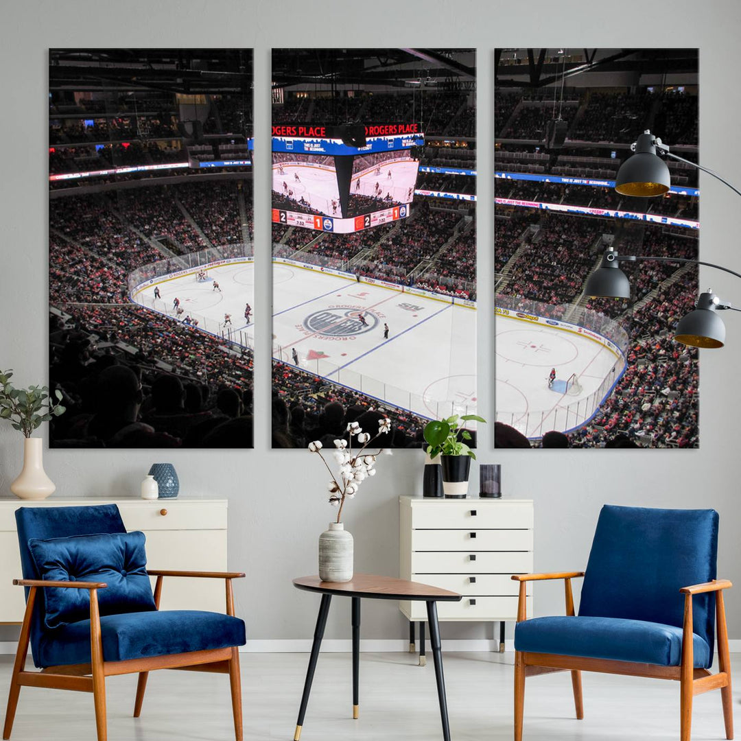 Rogers Place Edmonton Oilers Ice Hockey Stadium Wall Art Canvas Print