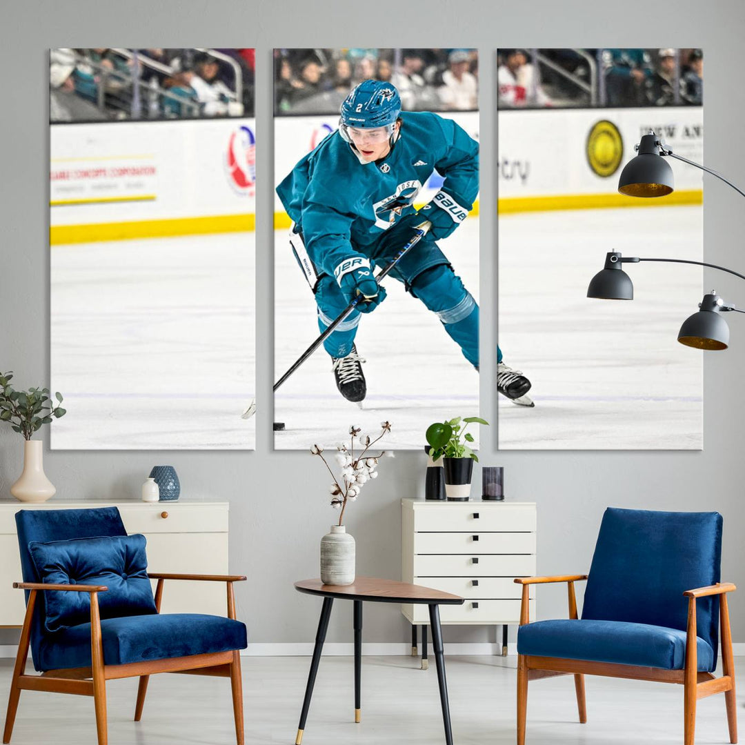 San Jose SharksIce Hockey Player Wall Art Canvas Print