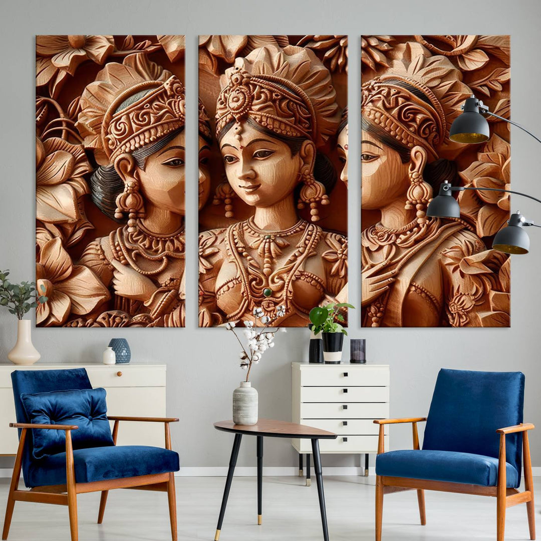 Indian Woman Statue Wall Art Canvas Print