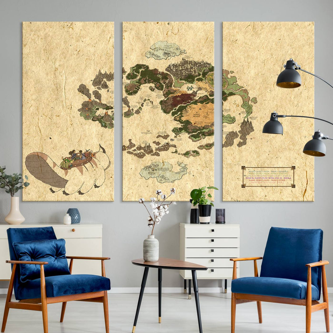 Last Air-Bender Avatar World Map Wall Art Canvas PrintWall Art Canvas Print