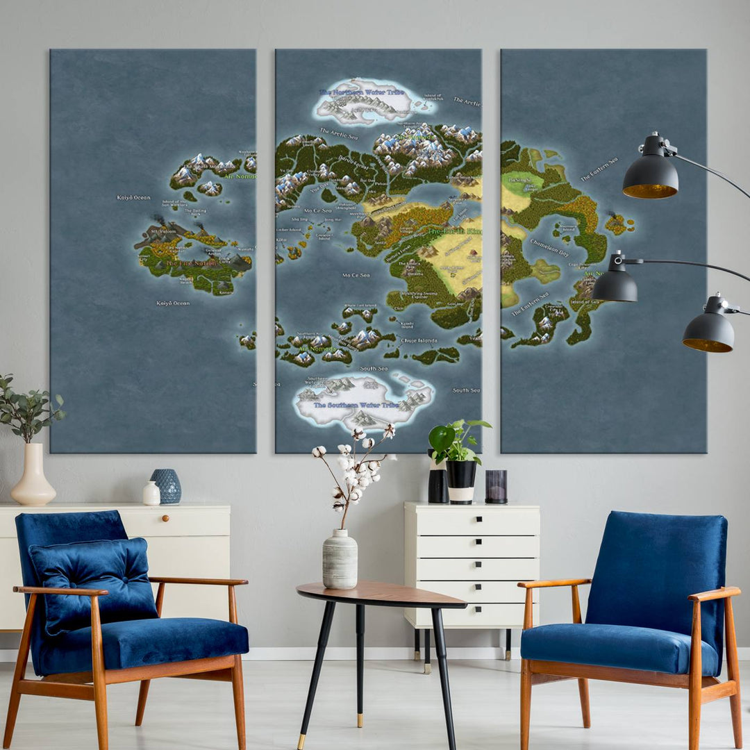 Last Air Bender Avatar World Map Wall Art Canvas Print