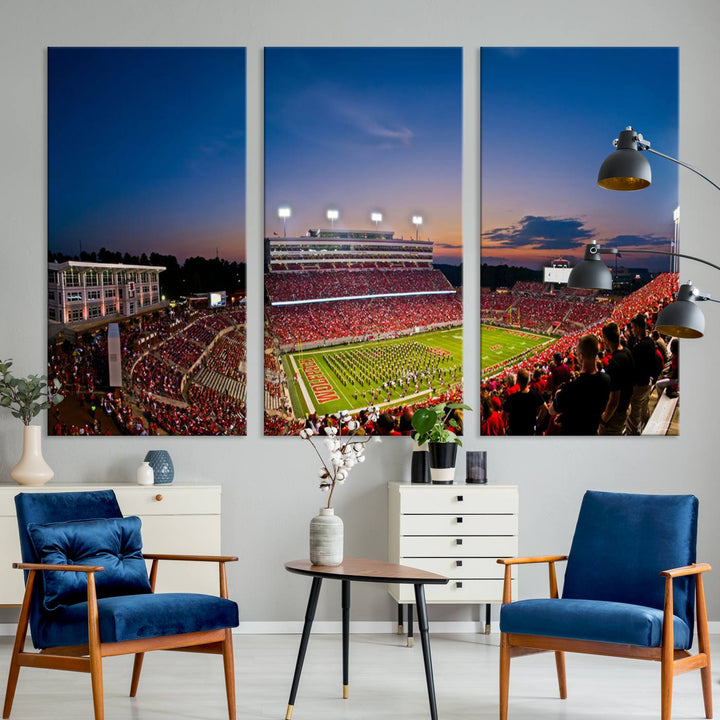 NC State Wolfpack Football Team Print - Raleigh Carter-Finley Stadium Wall Art Canvas Print