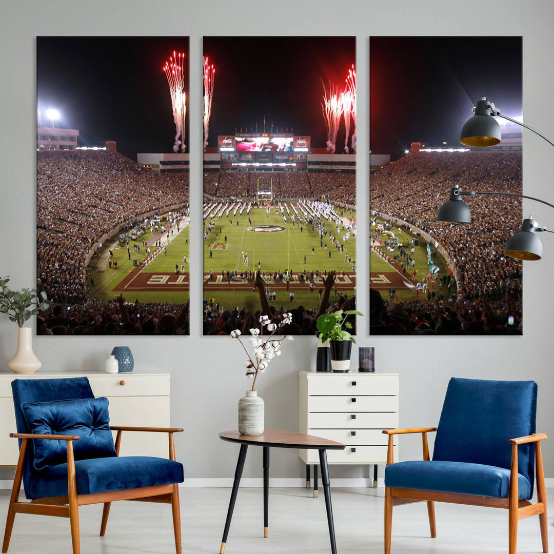 Florida State Seminoles Football Team Print - Tallahassee Doak Campbell Stadium Wall Art Canvas Print