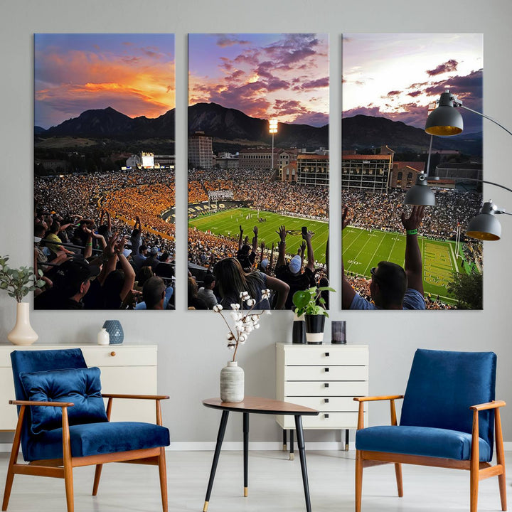 Colorado Buffaloes Football Team Print - Boulder Folsom Field Stadium Wall Art Canvas Print