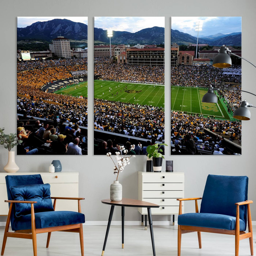 Colorado Buffaloes Football Team Print - Boulder Folsom Field Stadium Wall Art Canvas Print