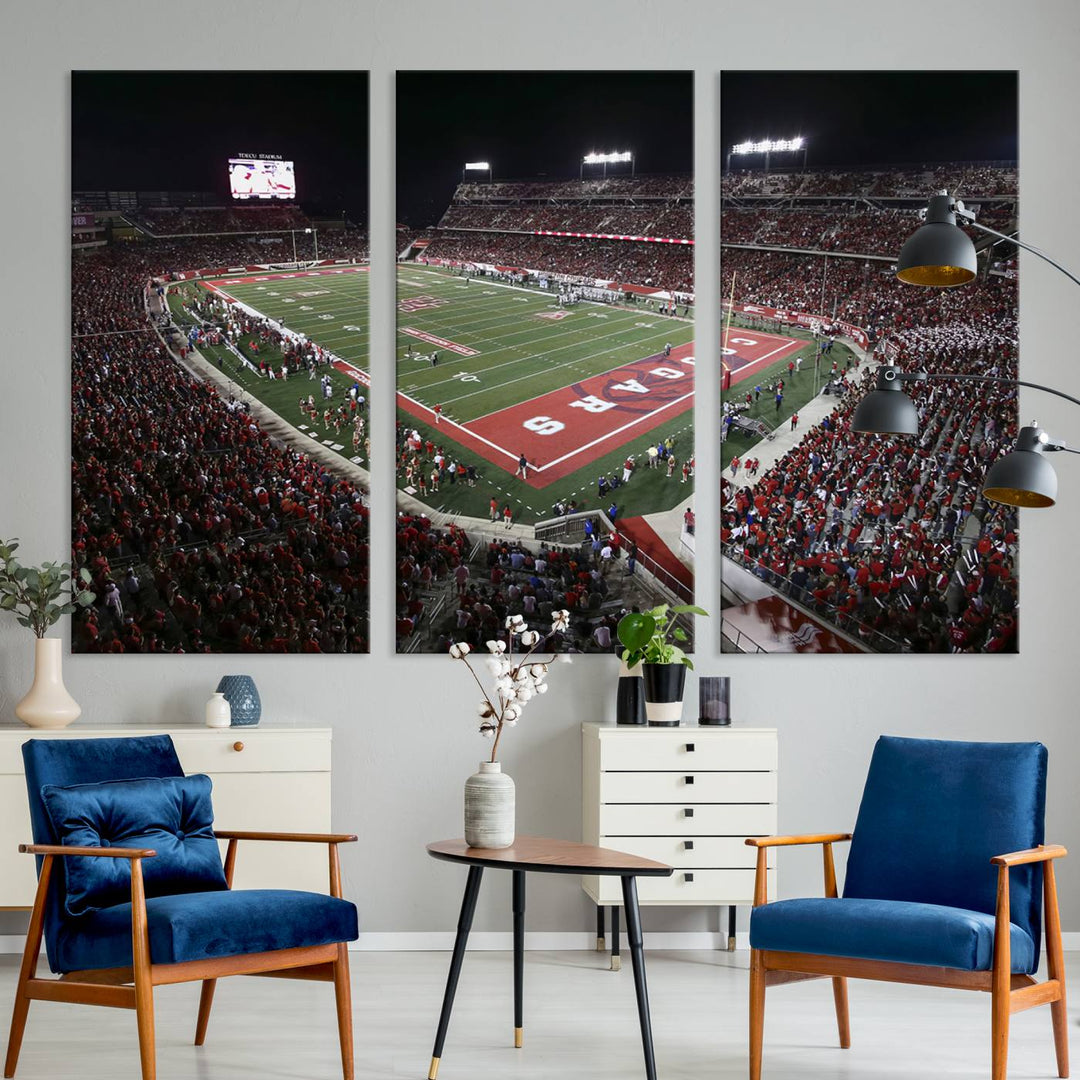 Houston Cougars Football Team Print - Houston TDECU Stadium Wall Art Canvas Print