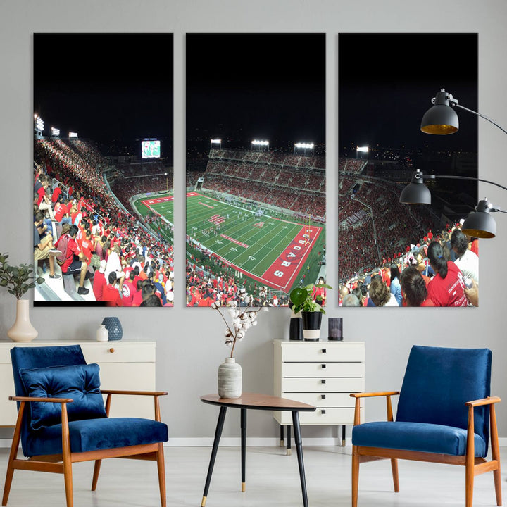 Houston Cougars Football Team Print - Houston TDECU Stadium Wall Art Canvas Print