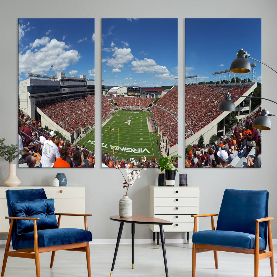 Virginia Tech Hokies Football Team Print - Blacksburg Lane Stadium Wall Art Canvas Print