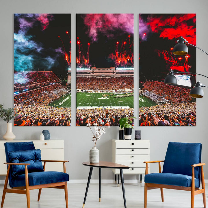 Virginia Tech Hokies Football Team Print - Blacksburg Lane Stadium Wall Art Canvas Print