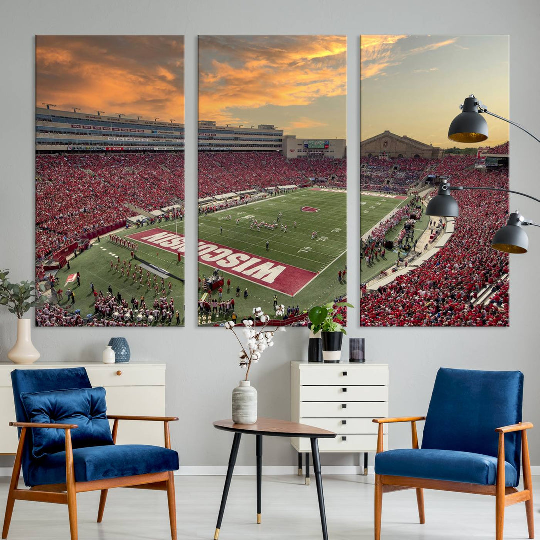 Wisconsin Badgers Football Team Print - Madison Camp Randall Stadium Wall Art Canvas Print