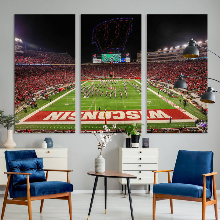 Wisconsin Badgers Football Team Print - Madison Camp Randall Stadium Wall Art Canvas Print