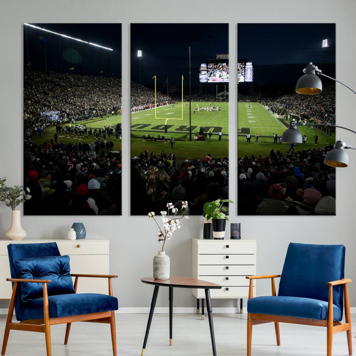 Purdue Boilermakers Football Team Print - West Lafayette Ross–Ade Stadium Wall Art Canvas Print