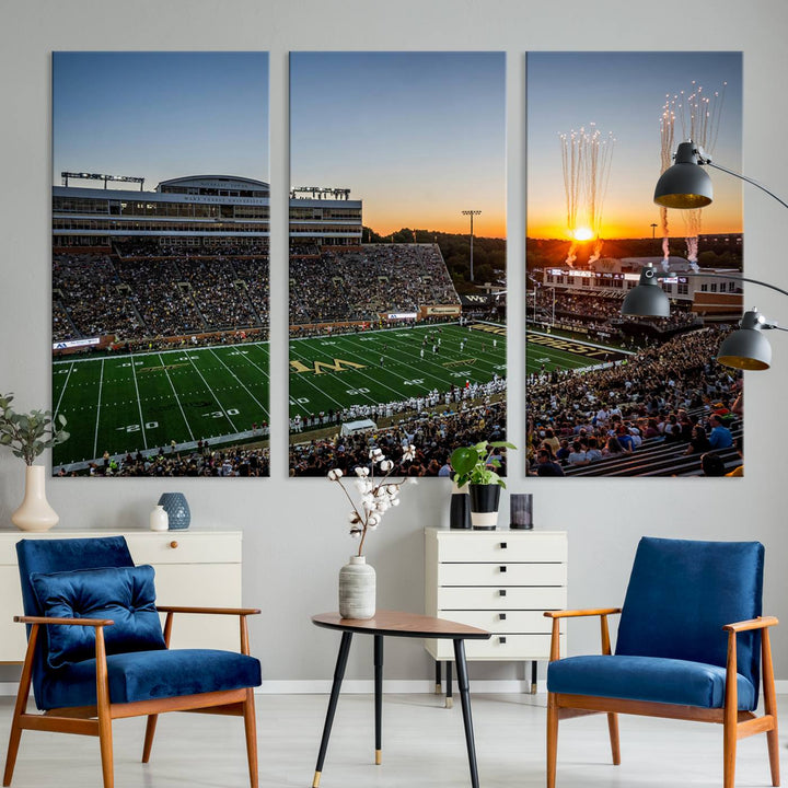 Demon Deacons Football Team Print - Winston-Salem Allegacy Federal Credit Union Stadium Wall Art Canvas Print