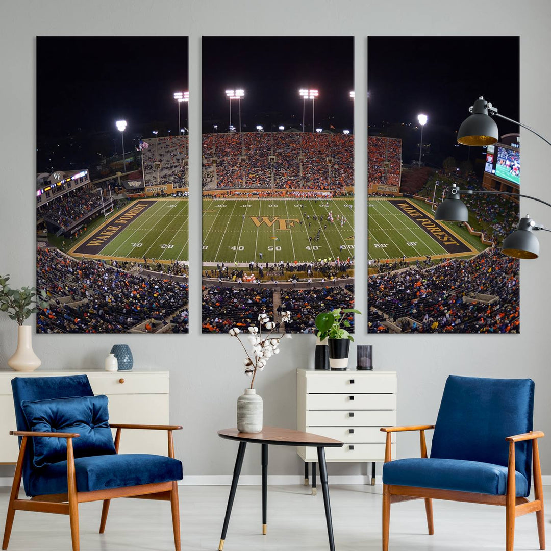 Demon Deacons Football Team Print - Winston-Salem Allegacy Federal Credit Union Stadium Wall Art Canvas Print