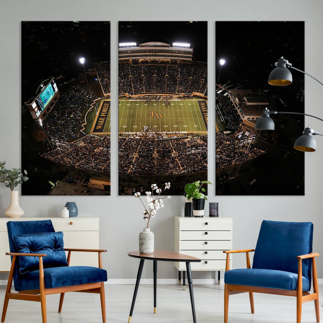 Wake Forest University Demon Deacons Football Team Print - Winston-Salem Allegacy Federal Credit Union Stadium Wall Art Canvas Print