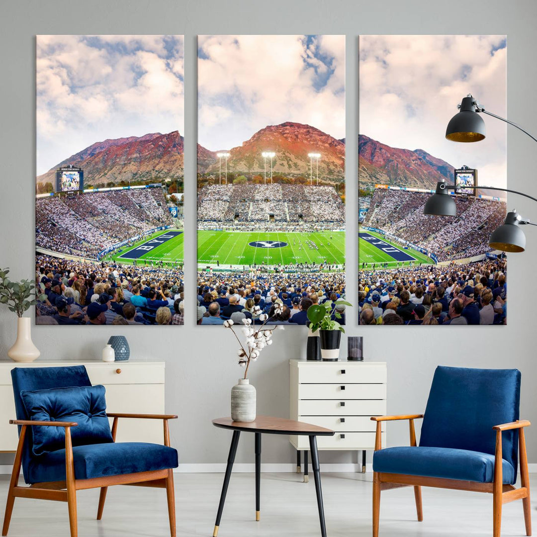 Brigham Young University Cougars Football Team Print - Provo LaVell Edwards Stadium Wall Art Canvas Print.