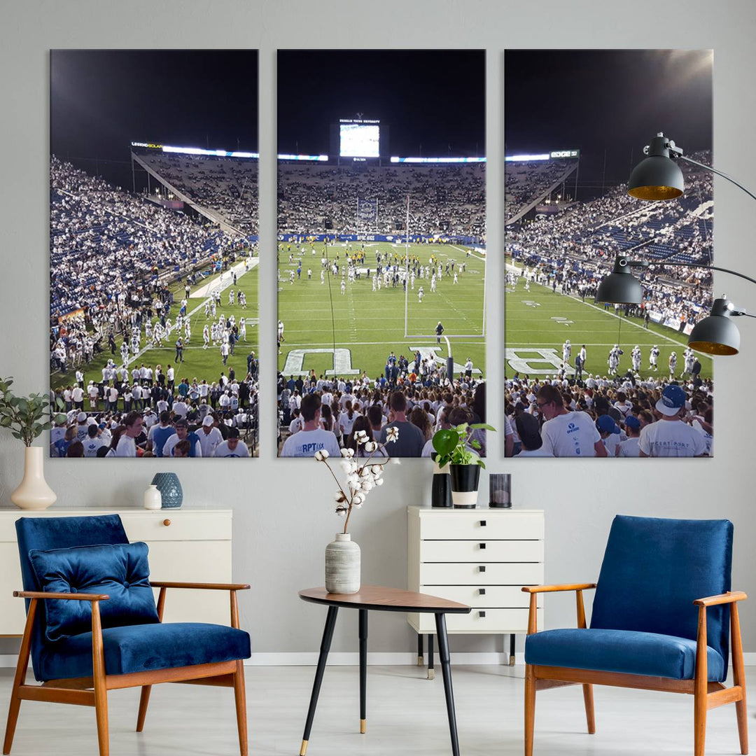 Brigham Young University Cougars Football Team Print - Provo LaVell Edwards Stadium Wall Art Canvas Print.