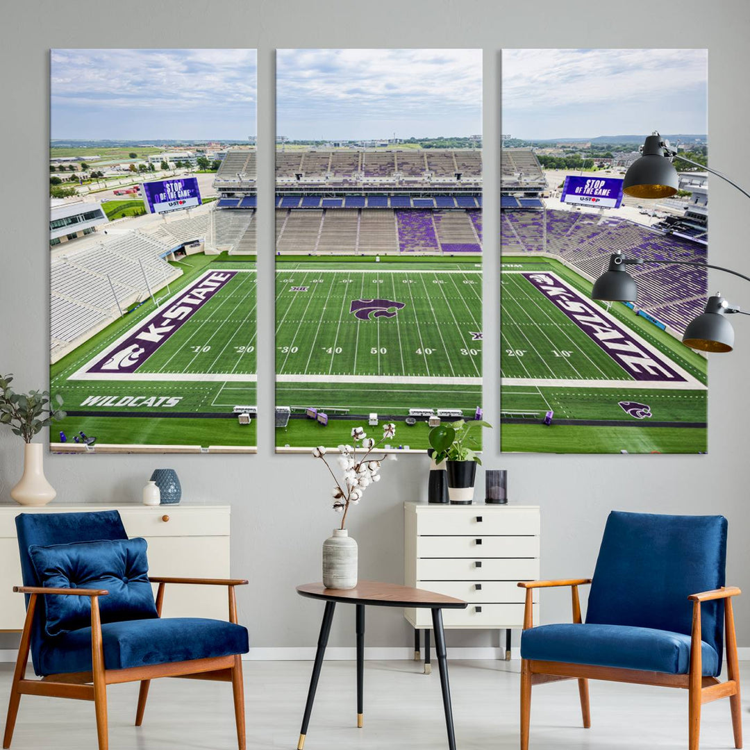 KState Wildcats Football Team Print - Manhattan Bill Snyder Family Football Stadium Wall Art Canvas Print