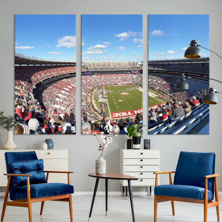 University of Alabama Crimson Tide Football Team Print - Tuscaloosa Bryant-Denny Stadium Wall Art Canvas Print