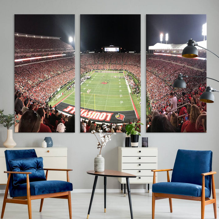 University of Louisville Cardinals Football Team Print - Louisville Cardinal Stadium Wall Art Canvas Print