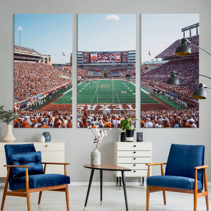 University of Texas Longhorns Football Team Print - Austin Darrell K Royal-Texas Memorial Stadium at Campbell-Williams Field Wall Art Canvas Print