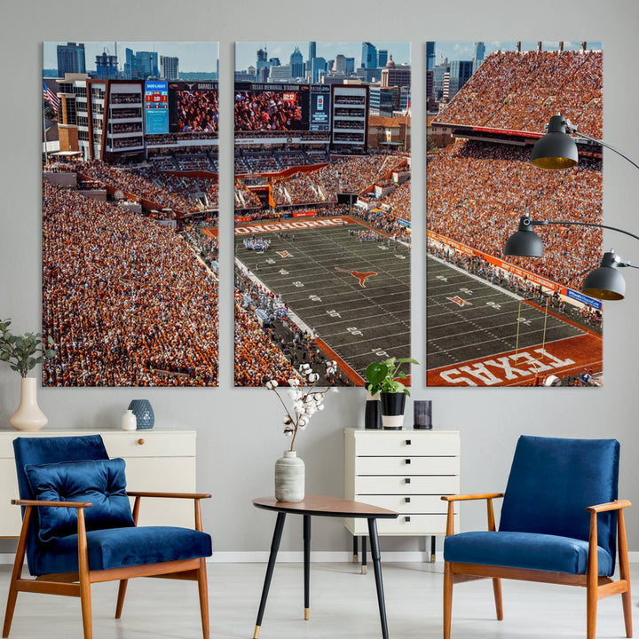 University of Texas Longhorns Football Team Print - Austin Darrell K Royal-Texas Memorial Stadium Wall Art Canvas Print