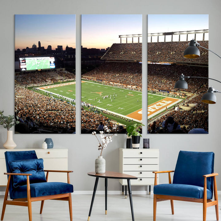 Darrell K Royal-Texas Memorial Stadium Canvas Wall Art - Texas Longhorns Football Match
