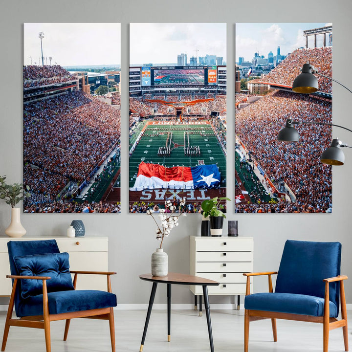 University of Texas Longhorns Football Team Canvas Print - Austin Darrell K Royal-Texas Memorial Stadium Wall Art Canvas Print