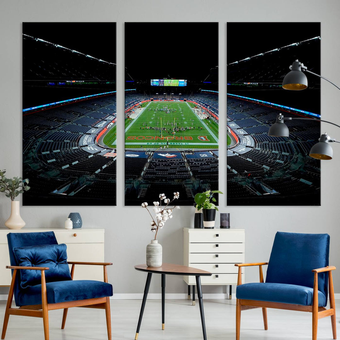 Denver Broncos Football Team Print - Denver Empower Field at Mile High Stadium Wall Art Canvas Print