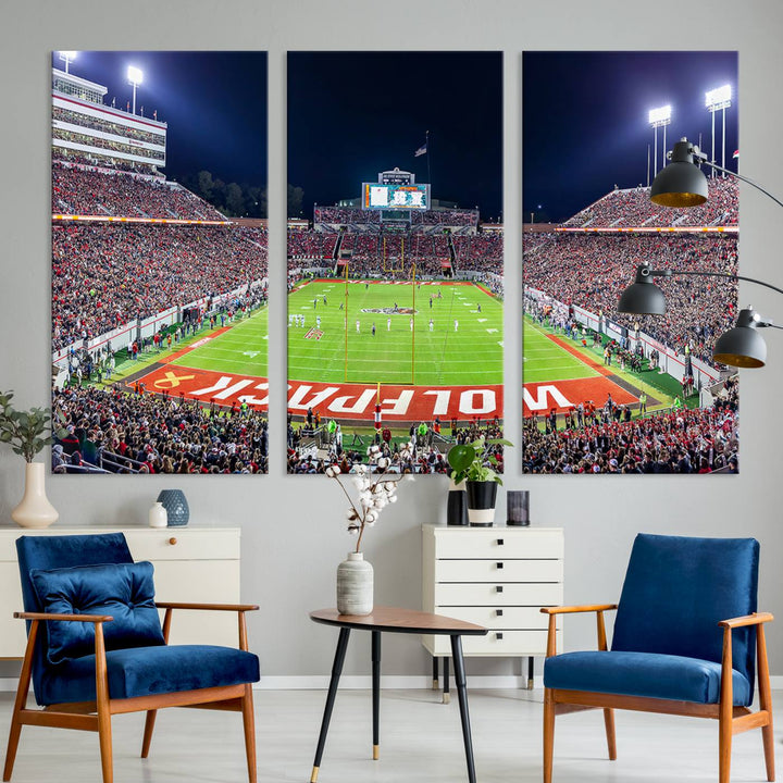 Wolfpack Football Team Print - Raleigh Carter-Finley Stadium Wall Art Canvas Print