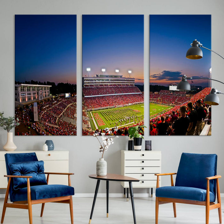 Wolfpack Football Team Print - Raleigh Carter-Finley Stadium Wall Art Canvas Print