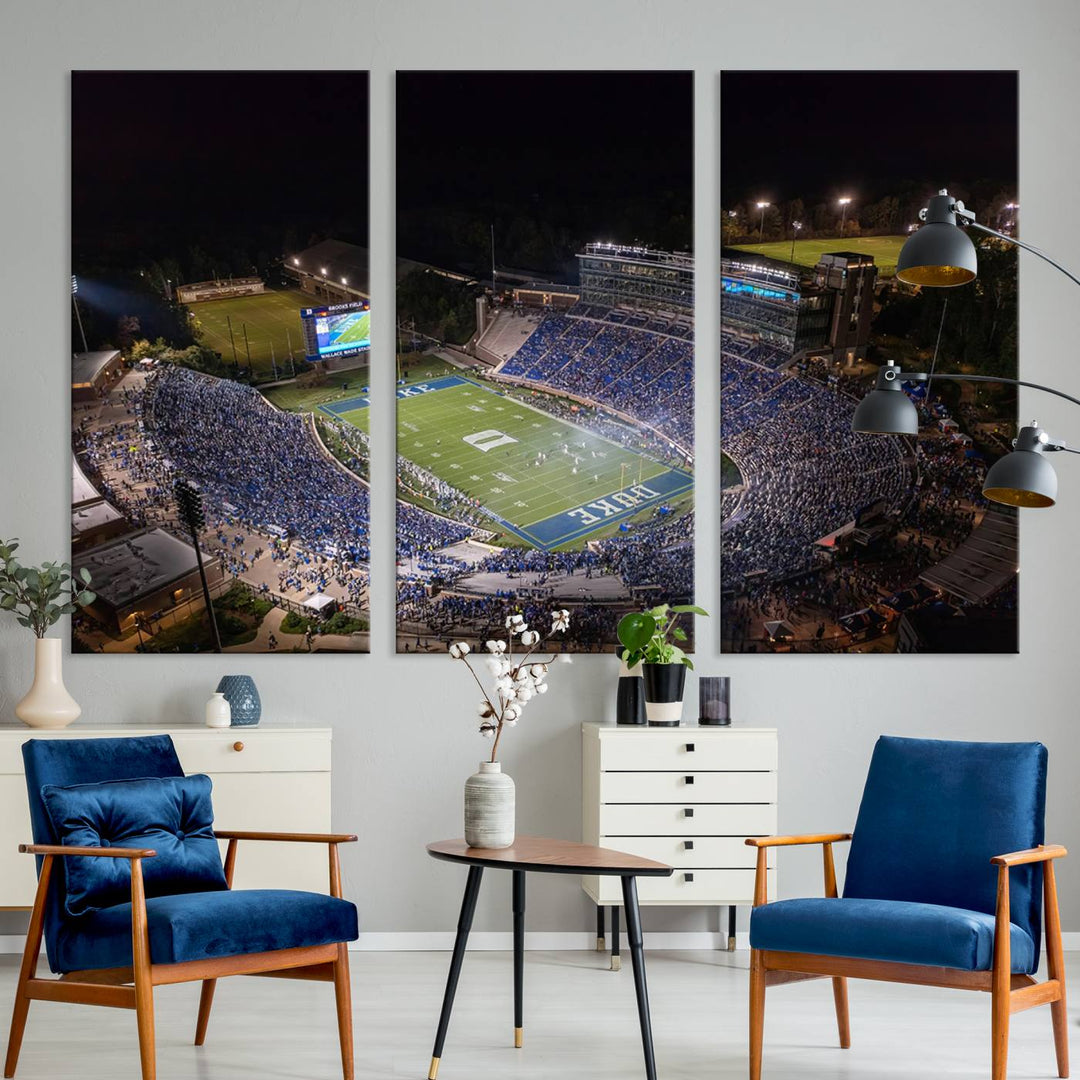 Duke University Blue Devils Football Team Print - Durham Wallace Wade Stadium Wall Art Canvas Print