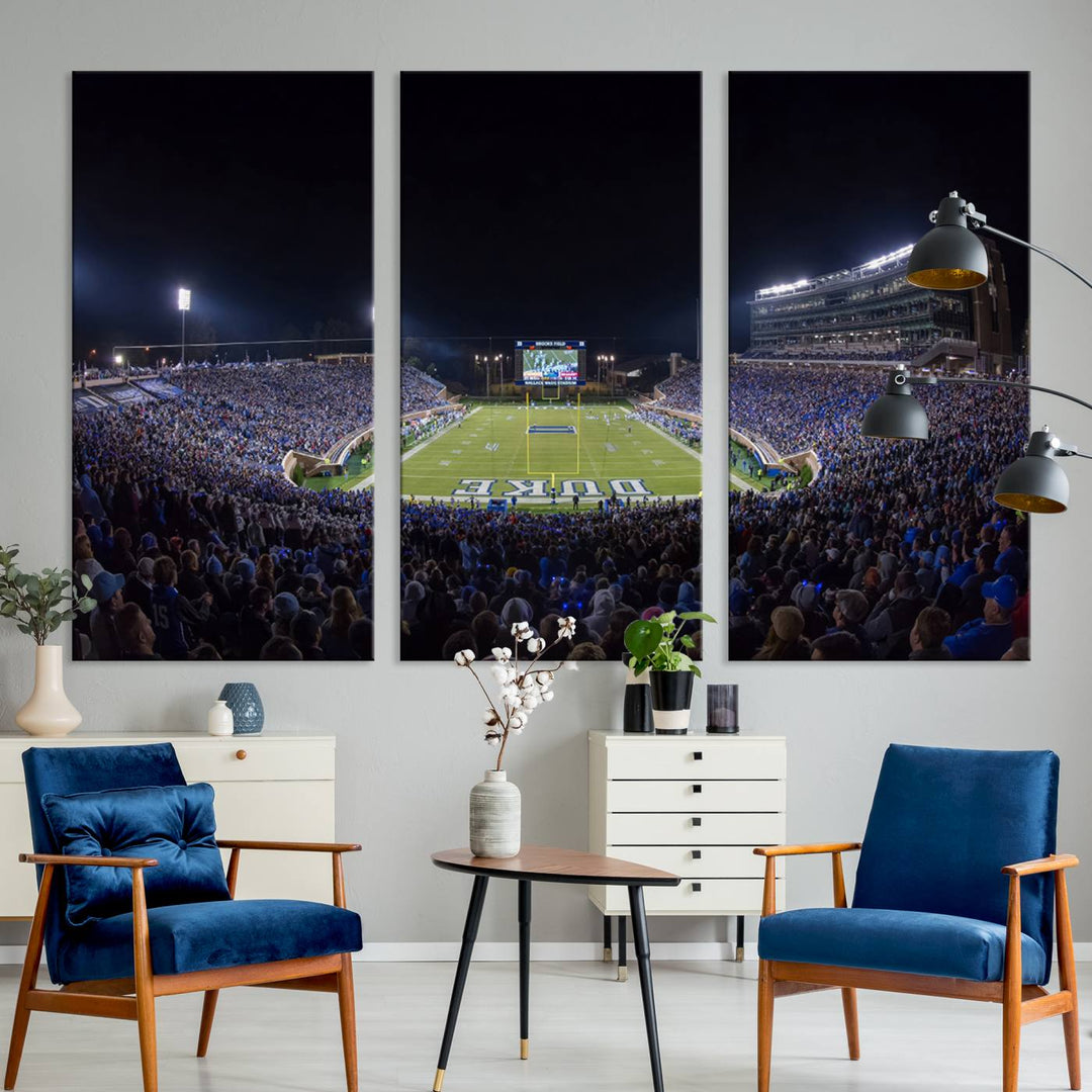 Duke University Blue Devils Football Team Print - Durham Wallace Wade Stadium Wall Art Canvas Print