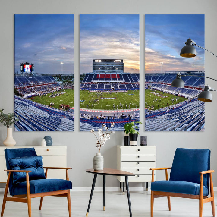 Florida Atlantic University Owls Football Team Print - Boca Raton FAU Stadium Wall Art Canvas Print